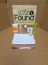 New Zippered Ipsy Bag Blue White Peach W/ 5 Ipsy Cosmetics Samples 1 Brush PICS