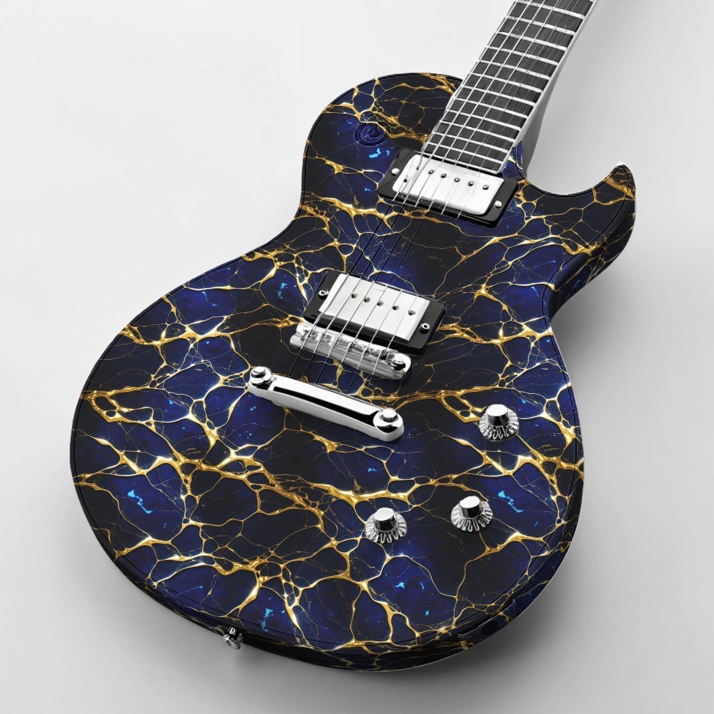 Azure Marble with Gold Veins 42 - 18"x46" Hydrographic Film Hydro Dipping