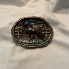 Vintage Horse Belt Buckle. Tennessee Walking Horse. C J Inc.Pewter Color Filled
