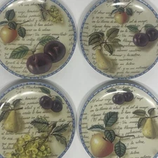 Eden Collection Set of 4 Plates Abel, Adam, Eva, Seth / Fruit Pattern