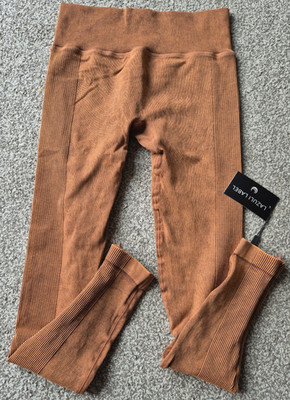 Lazuli Label High-Waisted Ribbed Leggings Brown Size Small - BWNT