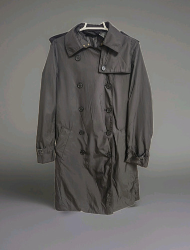 Norma Kamali, Vintage Norma Kamali Women's Black Long Trench Coat Sz S Double Button * Read*