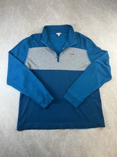Calvin Klein Men's Performance Quarter Zip Sweater Blue Grey Colourblock Stretch