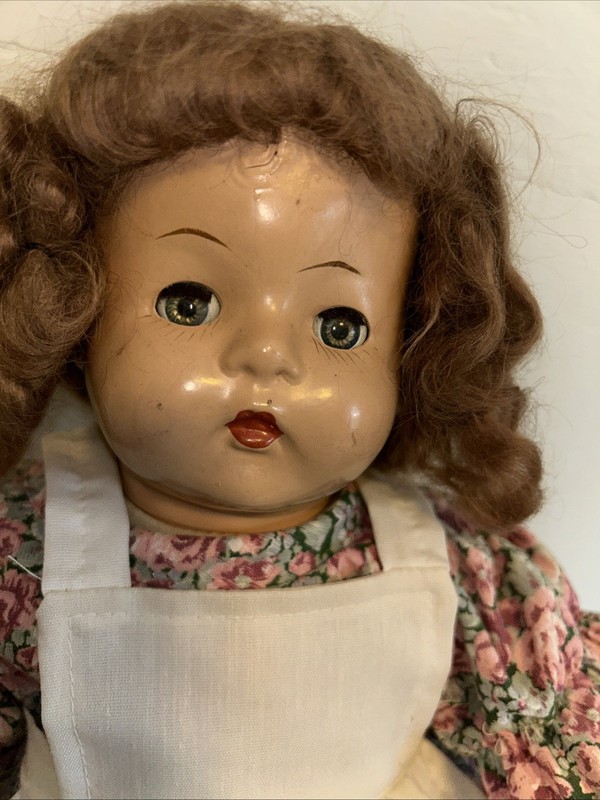 Antique 1930's Unmarked Composition Doll  Patsy type 19" Tin Eyes