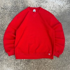 Vintage 90s Russell Athletic Blank Red Crewneck Sweatshirt Made in USA