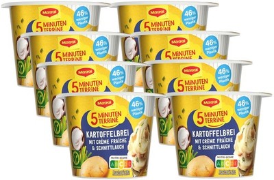 MAGGI 5 Minuten Terrine Kartoffelbrei mit Creme fraiche, Fertiggericht (8 x 53g)