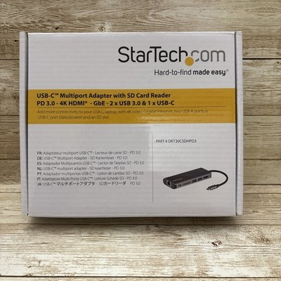 StarTech USB-C Adapter Hub DKT30CSDHPD3 4K HDMI GbE USB 3.0 SD Card Reader NEW