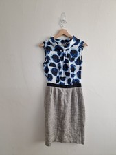 Fenn Wright Manson Dress UK Size 10 Blue Black Smart Occasion Formal Work Office