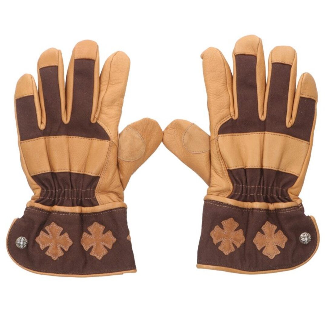 Chrome Hearts GLOBE Cross Patched Leather Gloves Men's L Used 85eea4d763c685891c thumbnail 2
