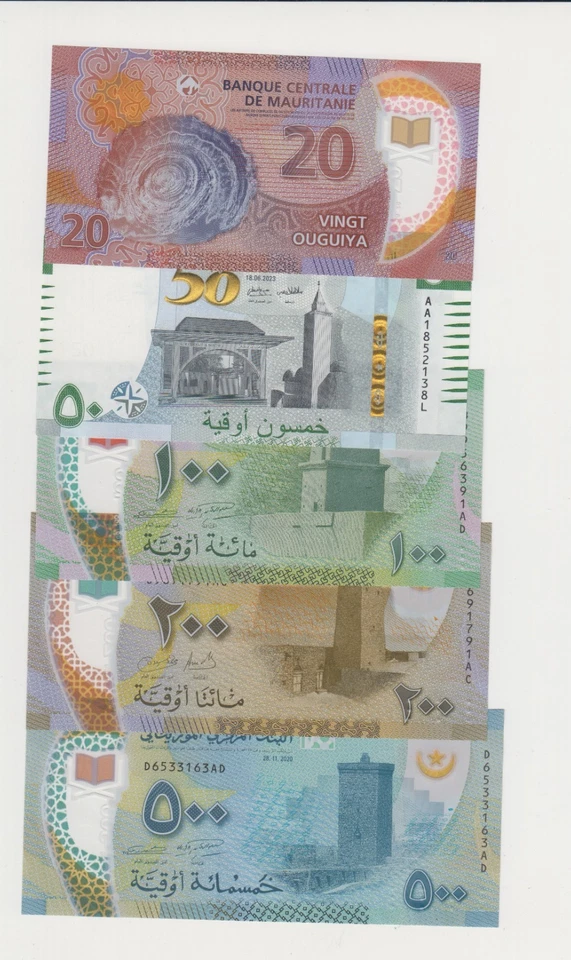 MAURITANIA SET Banknotes 50 100 200 500 Ouguiya , 2017(2018) P-New Polymer UNC - Image 2 of 2