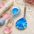 Stunning Swiss Blue Topaz White CZ Women Engagement Silver Plated Earrings