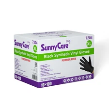 SunnyCare Black Vinyl Synthetic Exam Gloves #7204 (Nitrile Latex Powder Free)