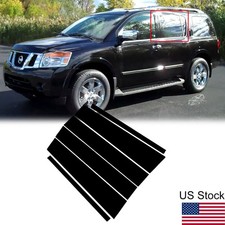 6pcs Glossy Piano Black Pillar Posts Window Door Covers For 05-14 Nissan Armada
