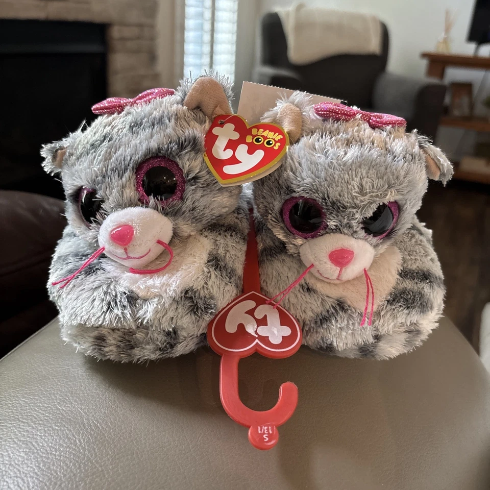NUEVO CON ETIQUETAS Ty Beanie Boo's Moda Zapatilla Calcetines Nuevos Kiki El Gato Niño Pequeño 11-13 Foto 2 de 4