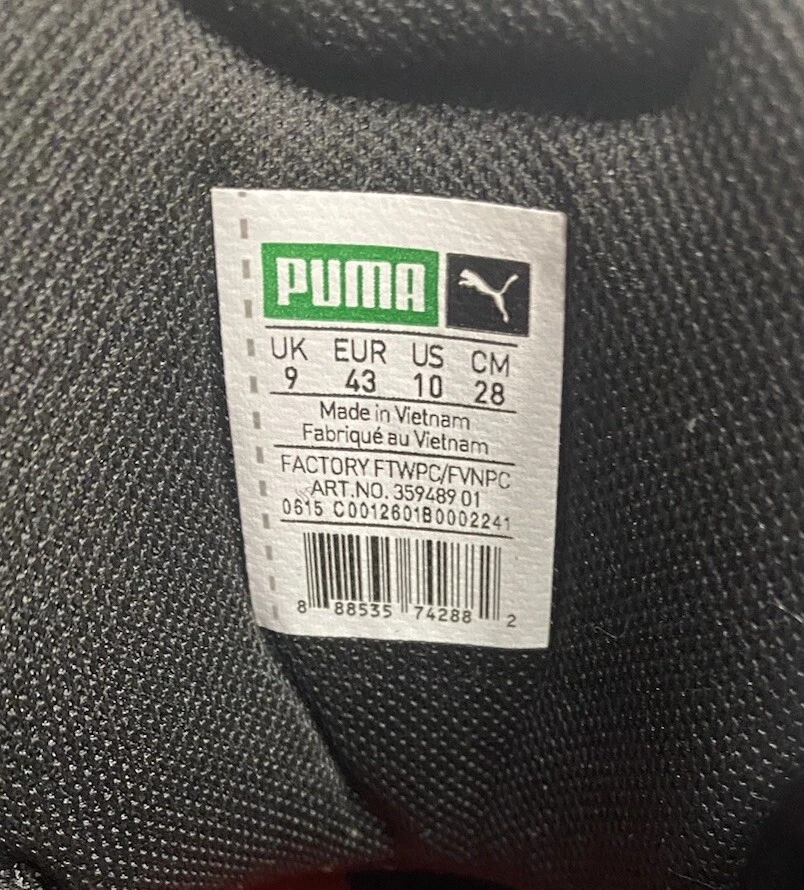 Sneakers Alexander McQueen X Puma uomo nere pelle lacci alti taglia US 10