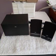 Cyber Acoustics CA-3001 3-piece Amplified speaker system with Owner's Guide Test