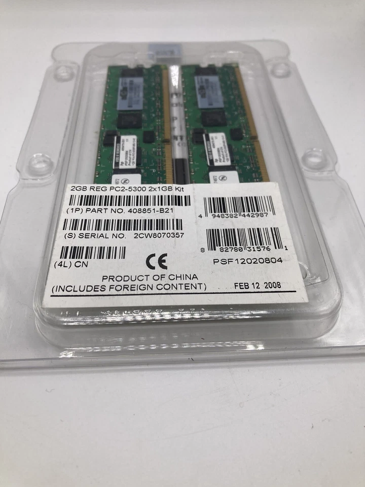 HP - 408851-B21 - GENUINE HP 2GB PC2-5300 - Scelle - Photo 3/4