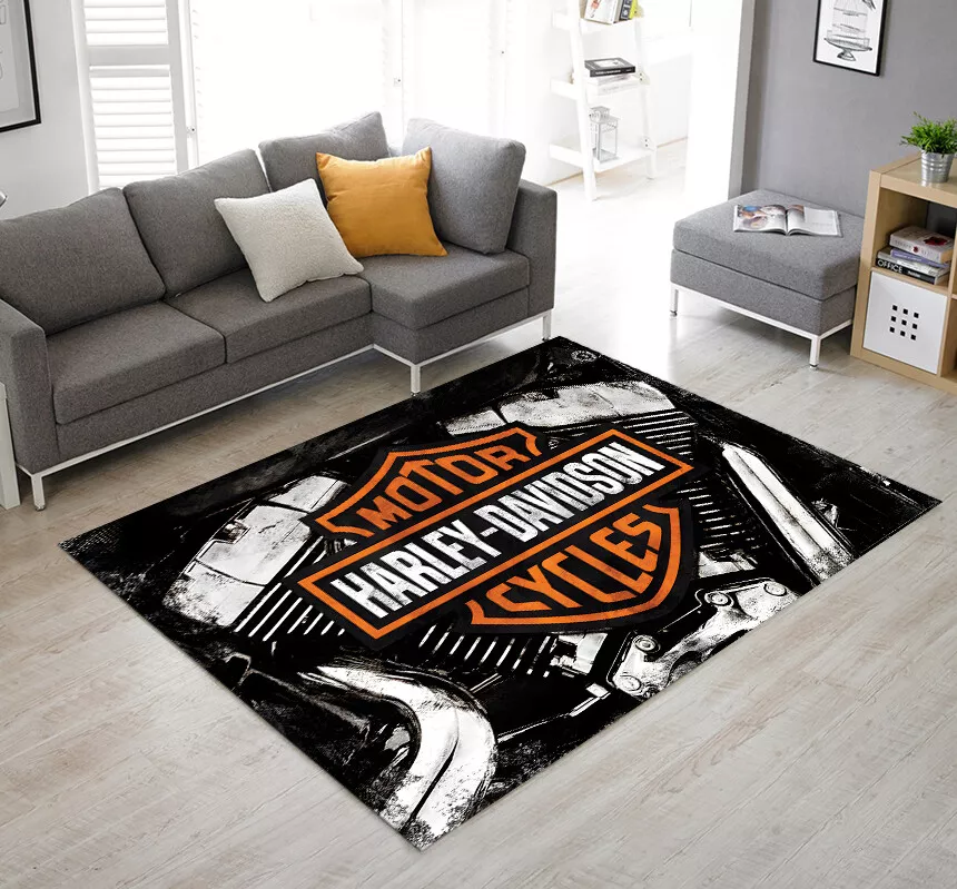 Harley Davidson Rug Biker Rug Motorcycle Rug Harley Decor Usa