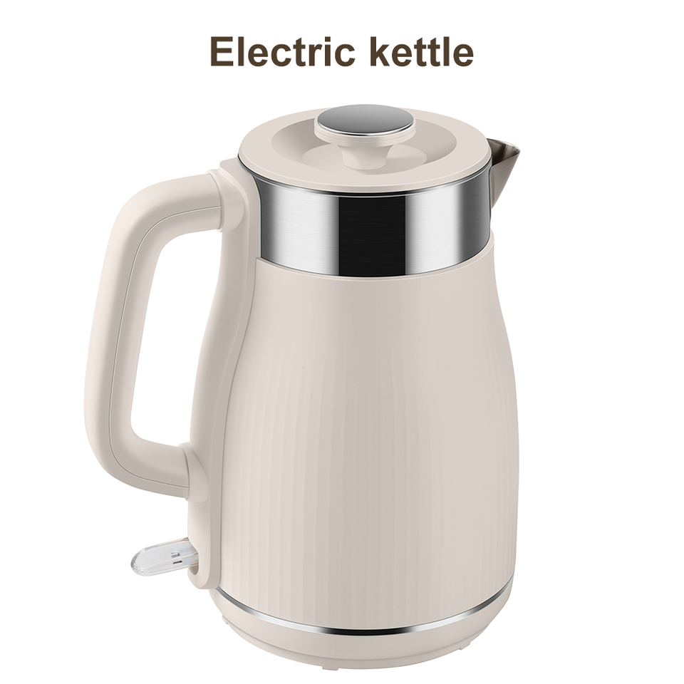 Beige Electric Kettle 1.8L Double Wall Stainless Steel Tea Hot Water