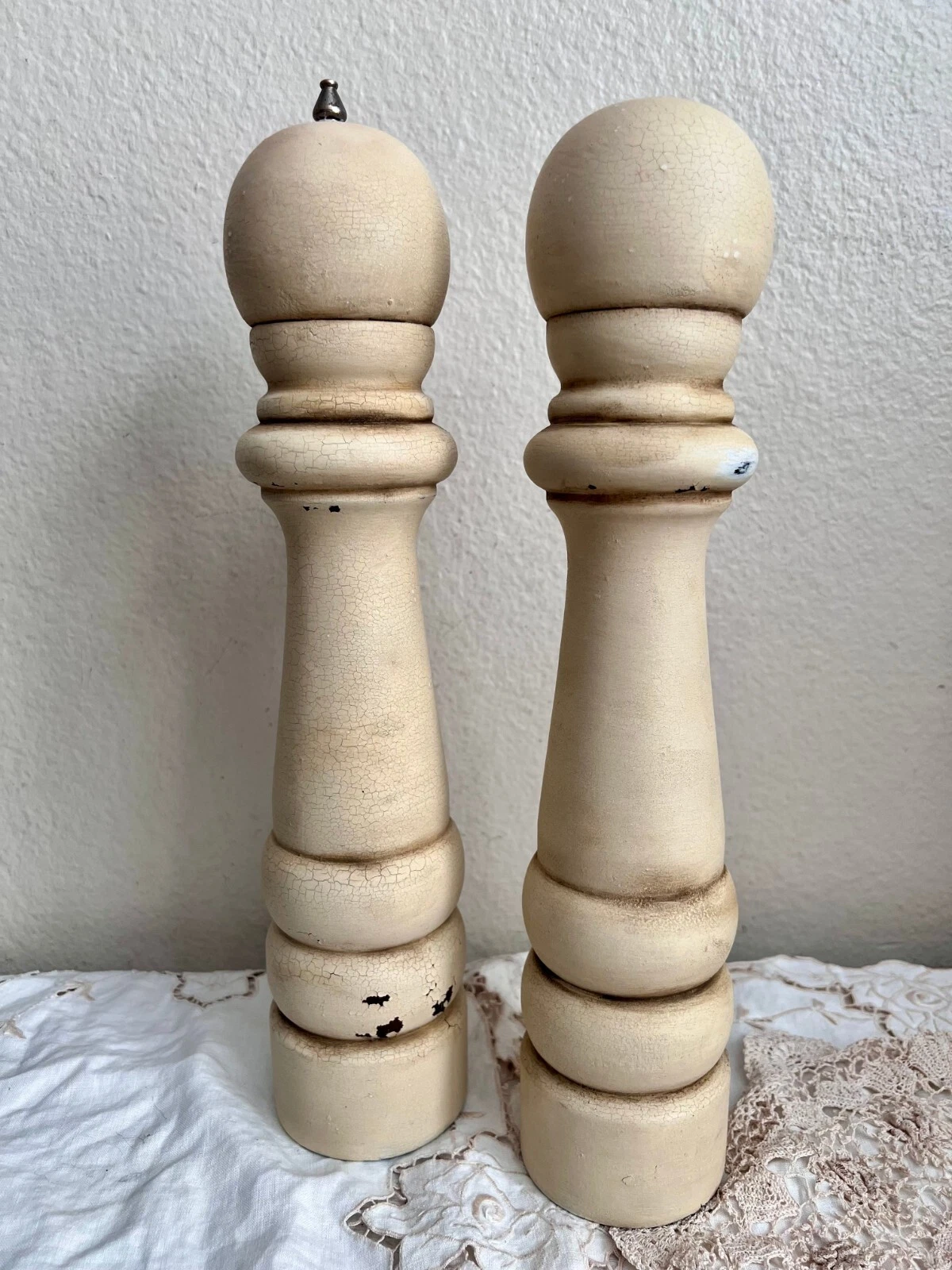 Upcycled Wooden Salt and Pepper Grinder Set Painted French Country Farmhouse