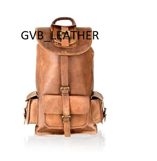 Genuine Finest Leather Men's Backpack Travel Brown Vintage Bag laptop Rusksack