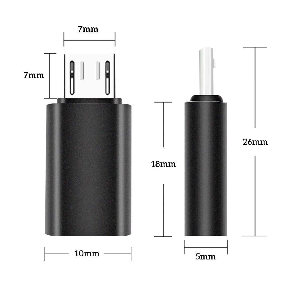 USB 3.1 Type C Female to Micro USB Male Adapter Converter Connector For Android - Image 2 of 4