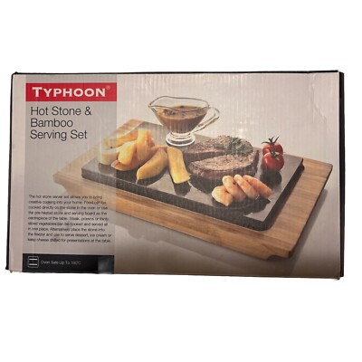 Typhoon Hot Stone & Bamboo Serving Set Table Top Dining Rock Grill Cooking Steak