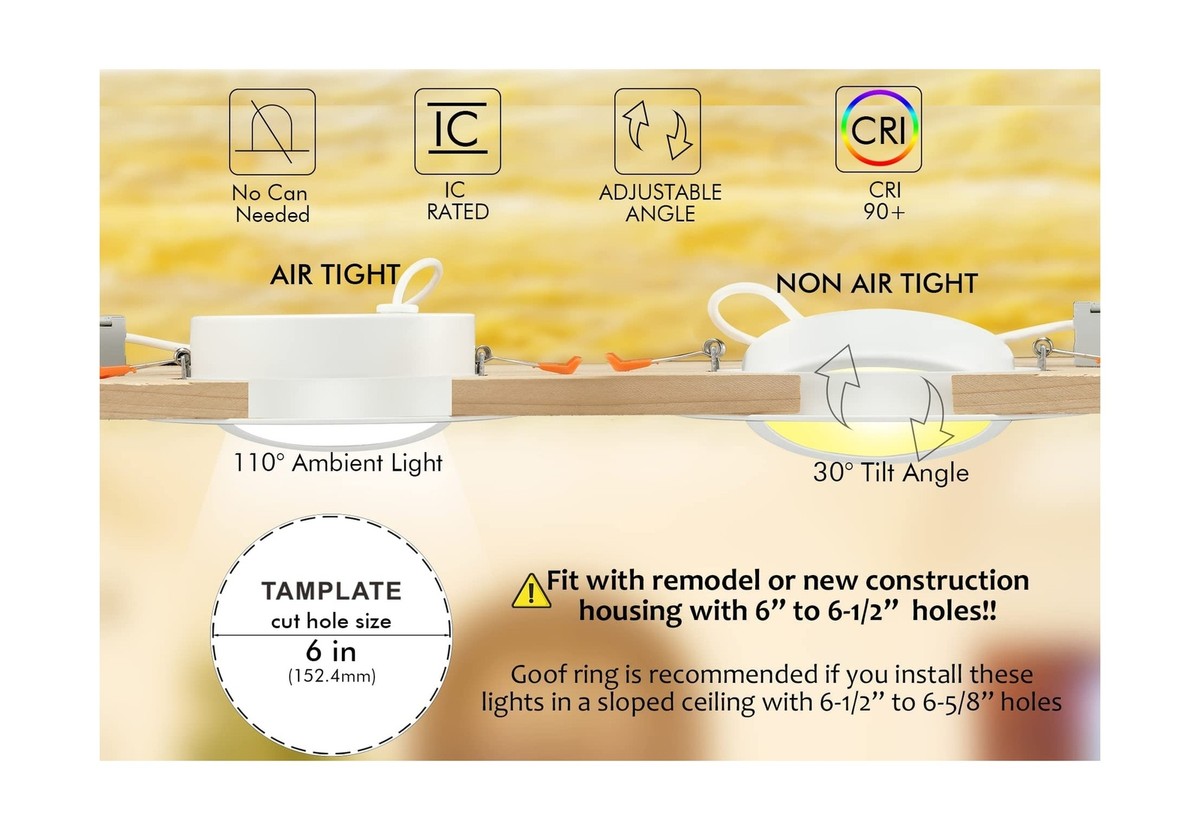 CLOUDY BAY 6-Pack Smart WiFi Recessed Lights - RGBCW Color Changing LED With Alexa & Google Home