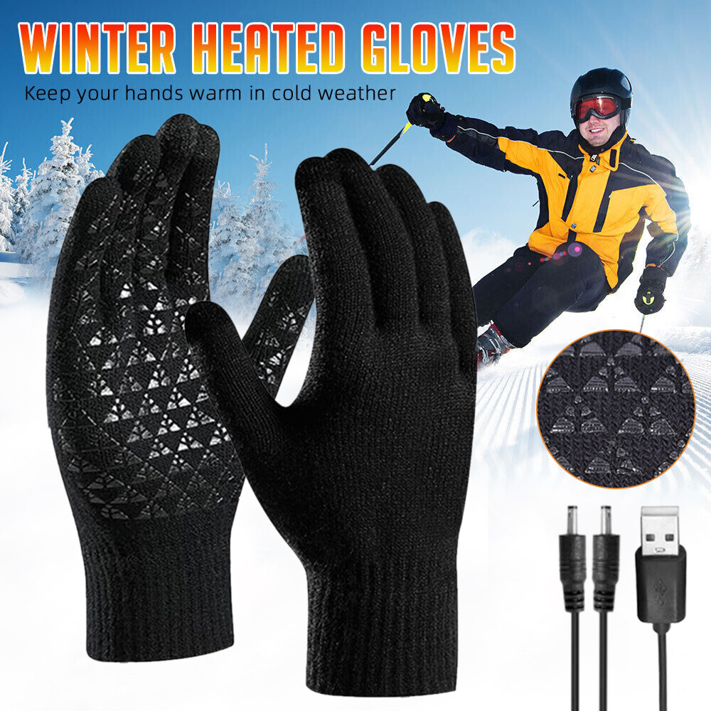USB Heated Gloves Touch Screen Heating Gloves Windproof Thermal