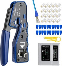 RJ45 Crimp Tool Kit Pass Through Ethernet Crimper and Tester