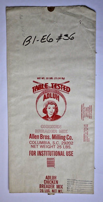 X LARGE Vintage Paper Sack Bag - ADLUH BREADER, ALLEN BROS MILLING, COLUMBIA 89