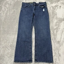 T.K. Axel Jeans Mens 36x32 Blue Slim Bootcut Stretch Dark Wash Denim Work Logo