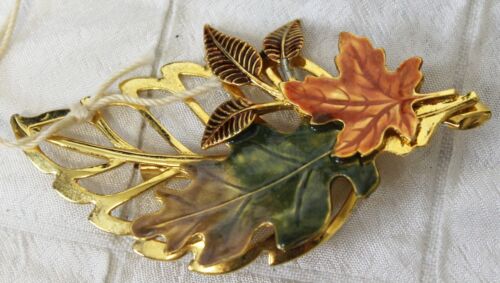 Kenneth Cole Metal Enameled Leaf Brooch Autumn Fa… - image 1