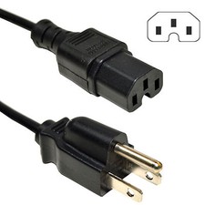 6 or 10ft Heavy-Duty AC Cord IEC-C15 to NEMA 5-15P Mains Cable Power IEC-320-C15