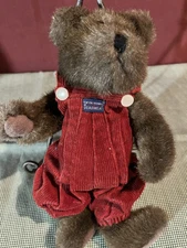 Boyds Bear Stuffed Animal Plush NWT Red Corduroy Overalls Vintage