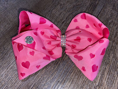 JoJo siwa pink heart Cut Out rhinestone valentine's day bow Twins