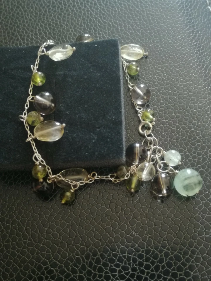 Bracciale da donna in argento  925 con perline colorate degli anni 70 - Immagine 3 di 4