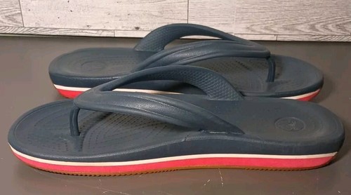 NEW Crocs Retro Flip Flop Thong Sandal Blue Red White Unisex Mens 7 Women's 9 - Picture 6 of 8