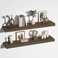 Floating Shelves for Wall, Usa-Sourced Fir Wood 36 Inch Wall Shelves Set of 2, N