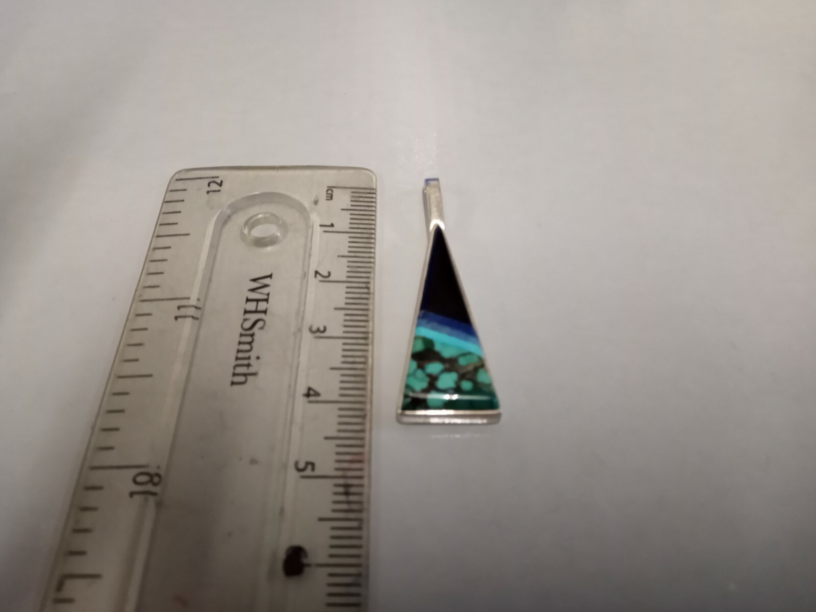 Tested as silver Triangular pendant set with seve… - image 2