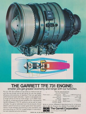 Aviation Magazine Print - GARRETT TFE 731 Engine (1974) | eBay