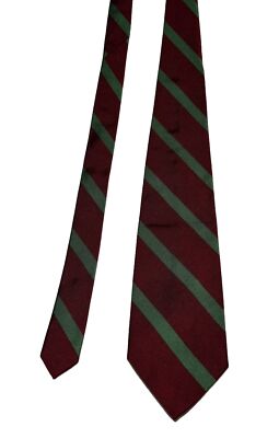 Vintage Mark Shale 100% Silk Necktie Red Green Stripe Hand Made In Italy Luxury 