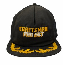 Vtg Craftsman Pro Set Snapback Black Trucker Hat Cap- K Products Made In USA