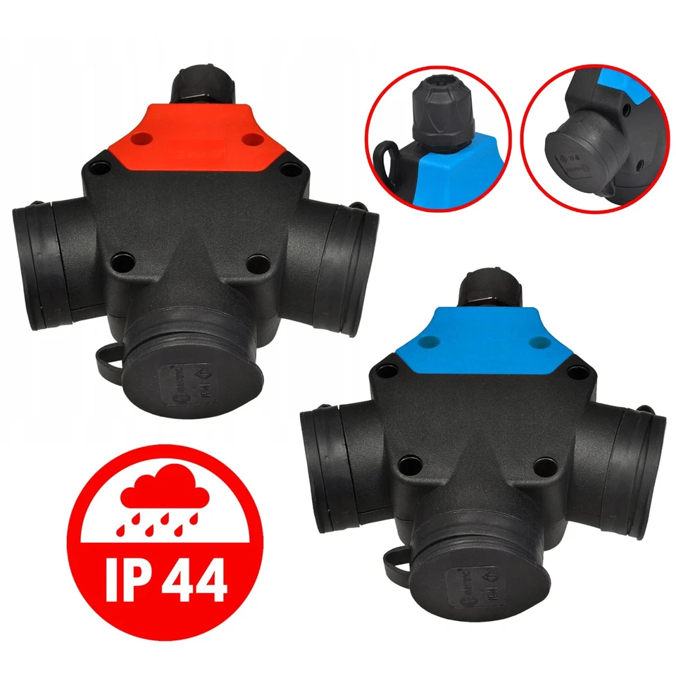 TP-ELECTRIC 3-fach Schuko Kupplung Schutzkontakt Verteiler Hängekupplung 230V-380V IP44