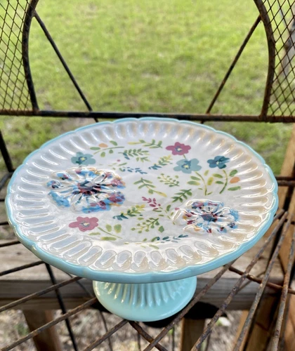 Hard To Find GIBSON Pioneer Woman Mini Cake/Mini Cupcake Stand Kari Pattern MINT