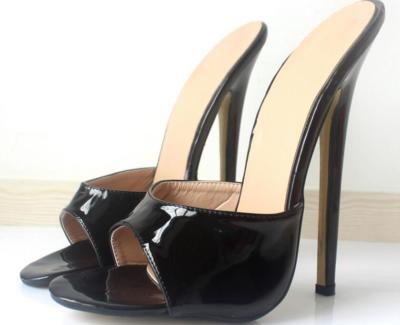 Women Man 7“ EXTREME Heel Stilettos Peep Toe Mules Sandals
