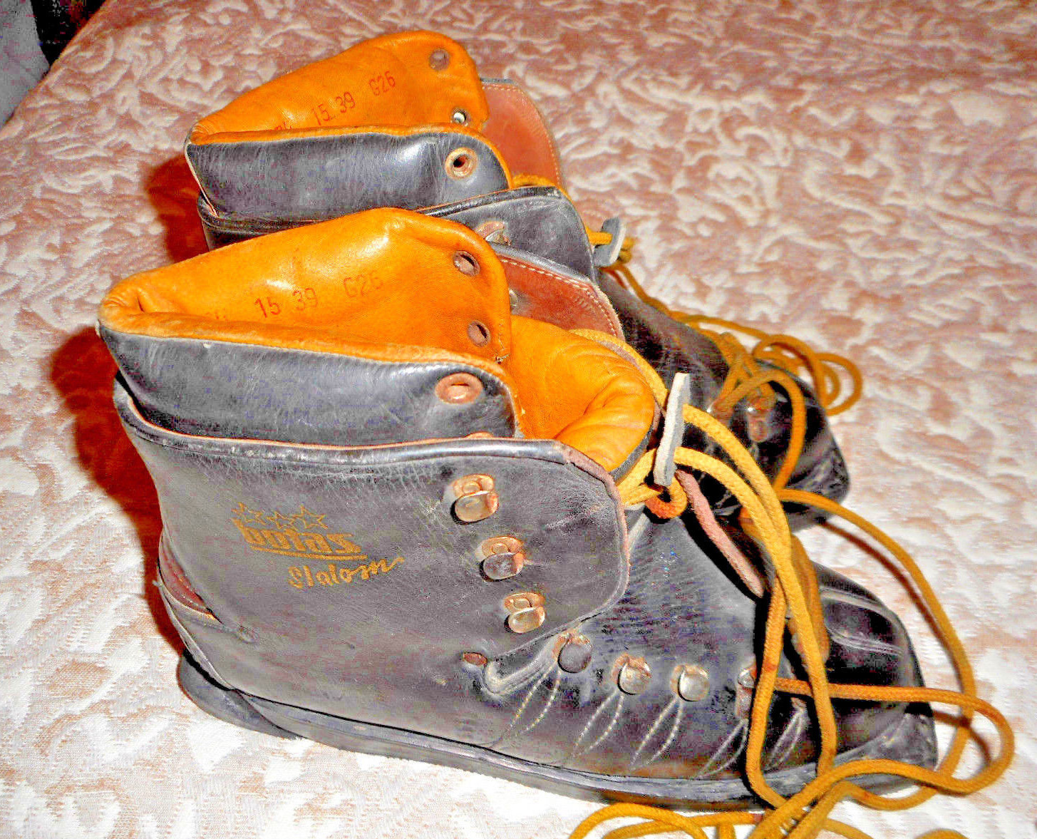 SALOMON Scarponi da sci uomo vintage in pelle *BOTAS* misura 26 CM 7 5 N US più un bonus