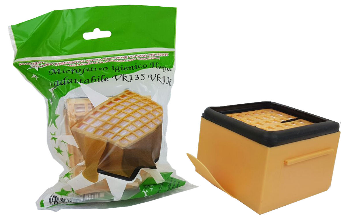 Kit Ricambi Gecasa Per Vorwerk Folletto VK135/VK136 - 12 Sacchetti, 12 Profumini, 4 Filtri Griglia, 2 HEPA