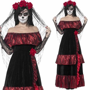 Ladies Day Of The Dead Bride Fancy Dress Halloween Costume Ebay