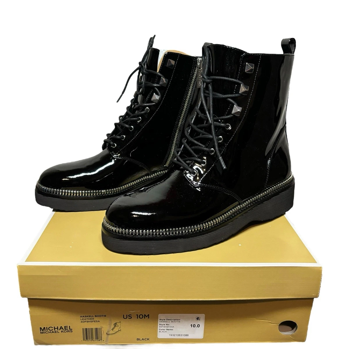 Michael Kors Black Patent Logo Strap Ankle Boots MICHAEL Michael Kors High heeled ankle boots - black - (Pre  main image 3